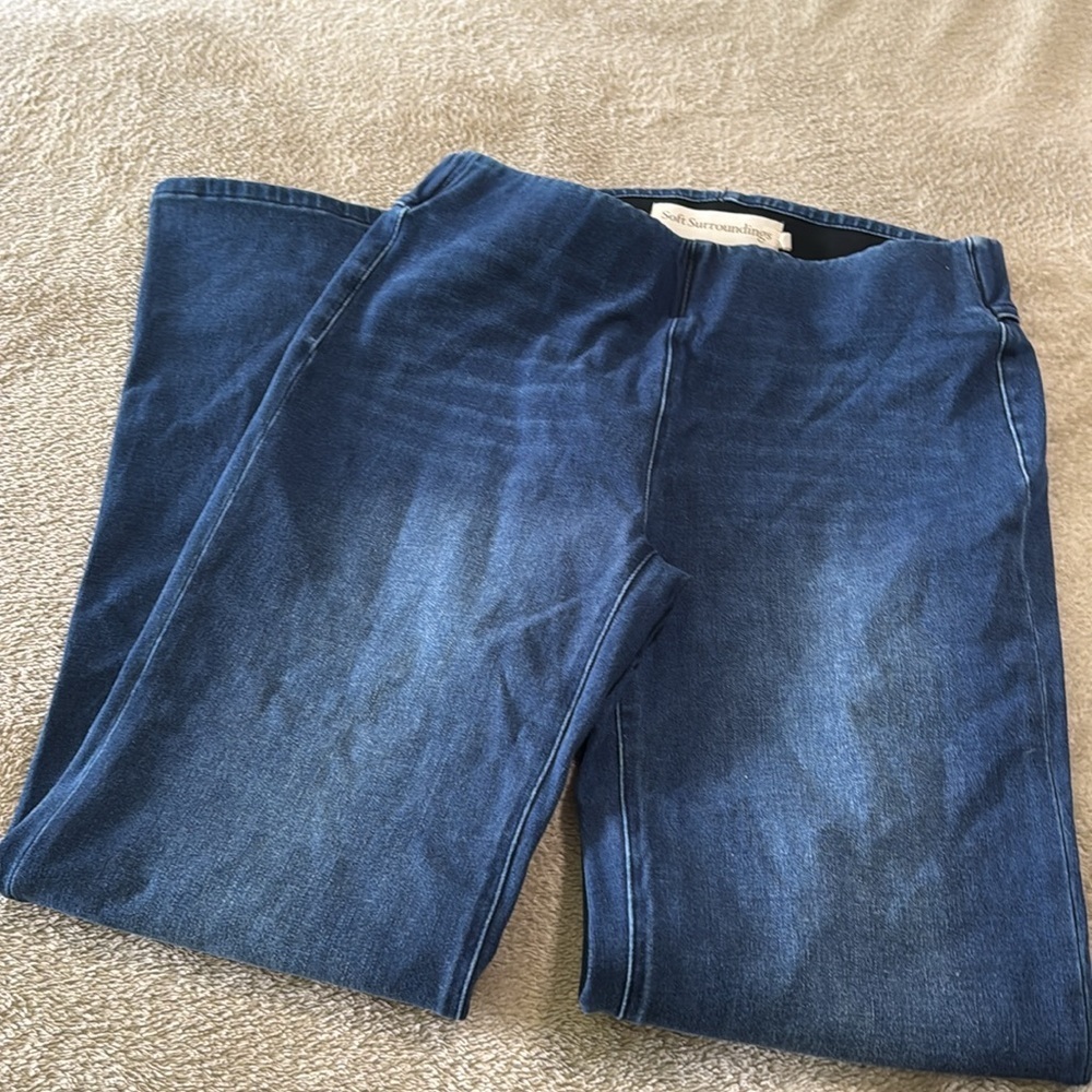 Soft Surroundings Boho chic Flare Split V Tummy Control Straight Leg Jeans‎ - Picture 6 of 9